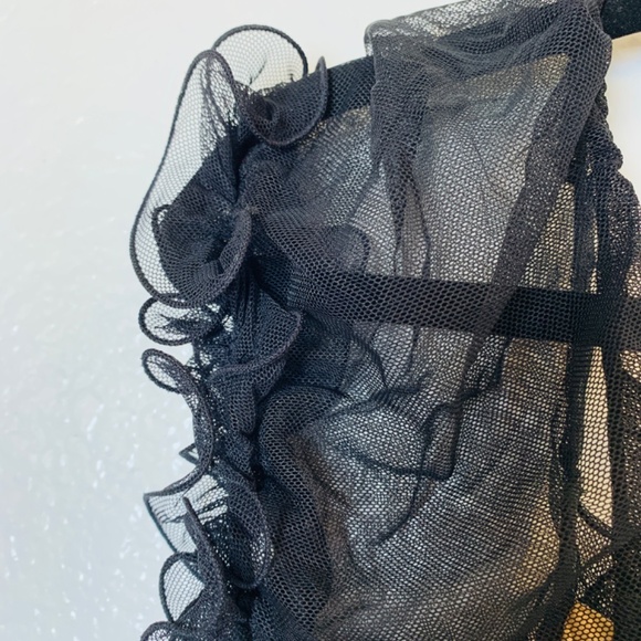 Boston Proper Nude Black Sheer Top Medium WhimsiGoth Fairycore Witchy Stretchy - Picture 5 of 15